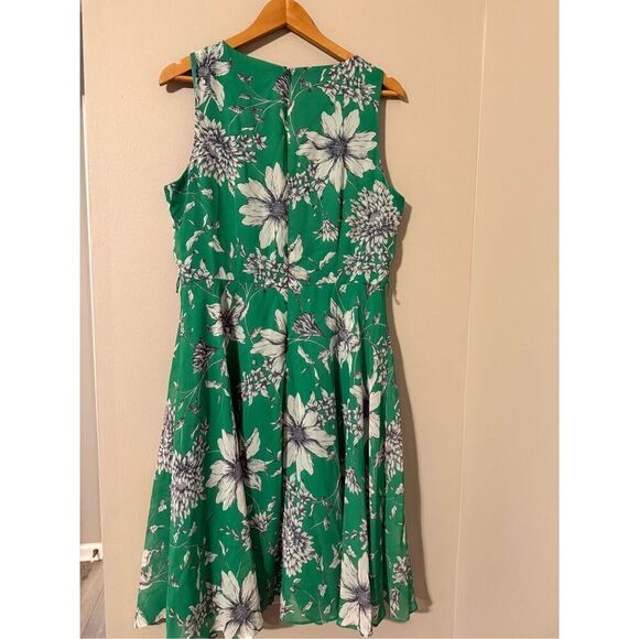 Jessica Howard Size 14 Sleeveless Fit & Flare Mini Dress Kelly Green Floral - Picture 6 of 8